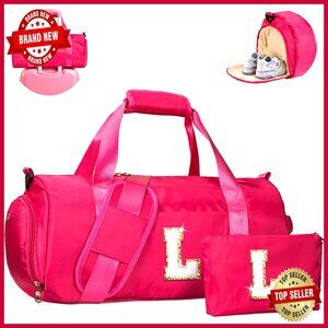 Personalized Travel Duffel Bag with Shoe Compartment and Makeup Pouch